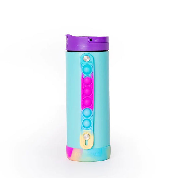 Poppin’ blue tie dye fidget water bottle