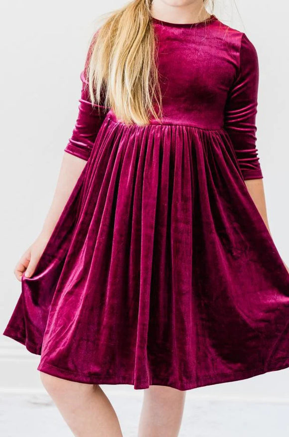 Cranberry Velvet Dress