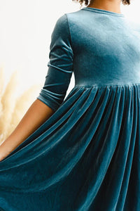 Denim Blue Velvet Dress